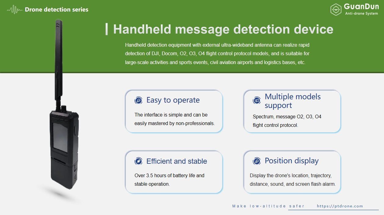 Handheld message detection device info